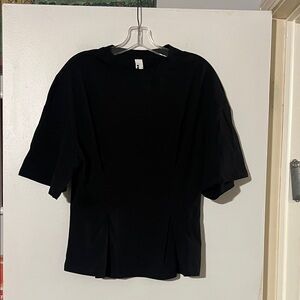 Aiirz black short sleeve modified peplum top